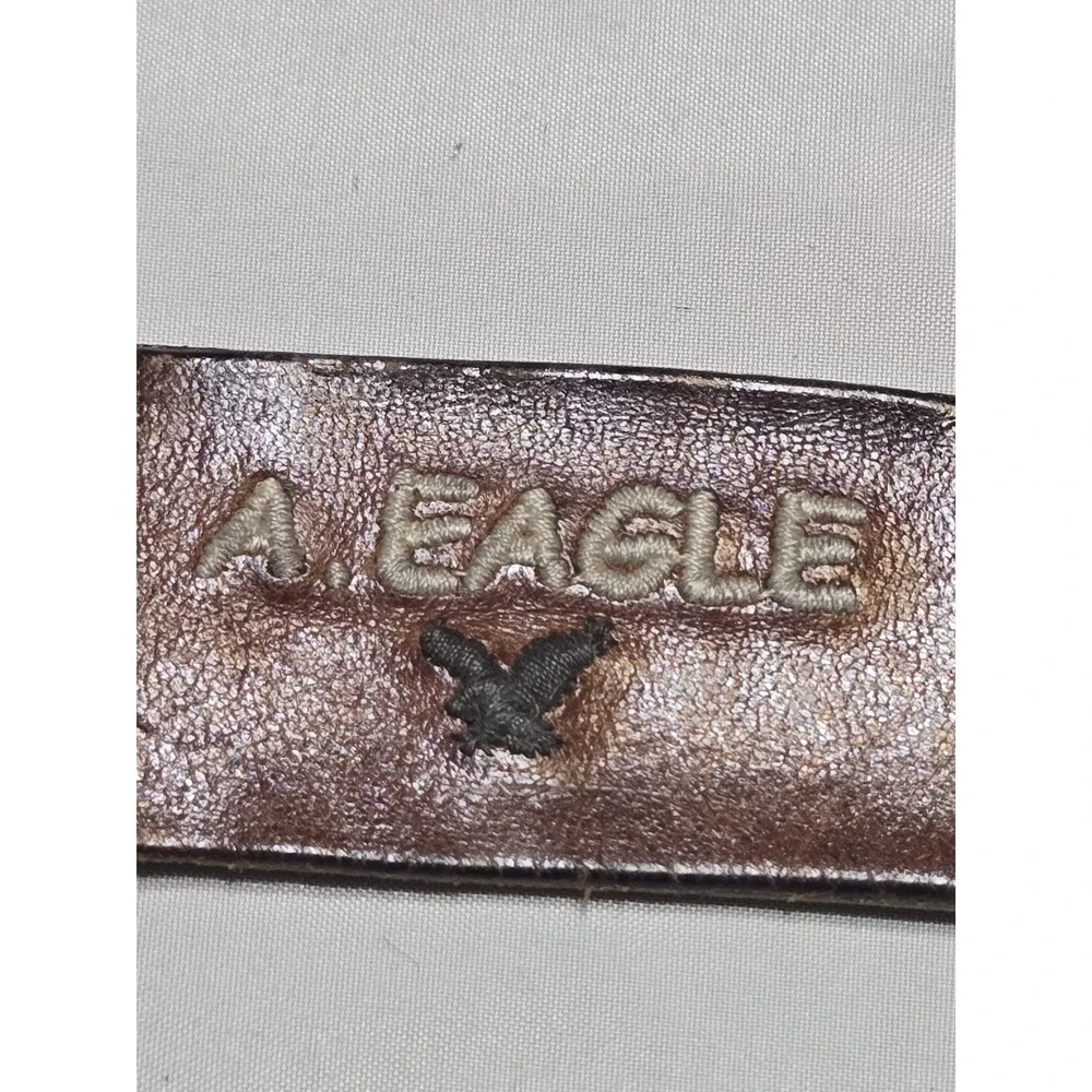 American Eagle Y2K Brown Embroidered Soft Leather Belt 34-40